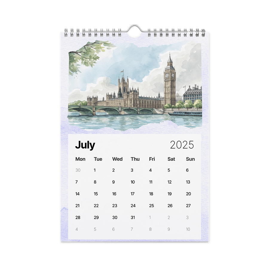 WORLD CAPITALS WATERCOLOR WALL CALENDAR 2026 product image (7)