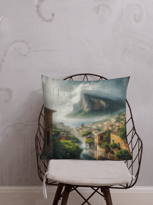 Rainy Day Mediterranean Escape Pillow | AI Design product image (1)