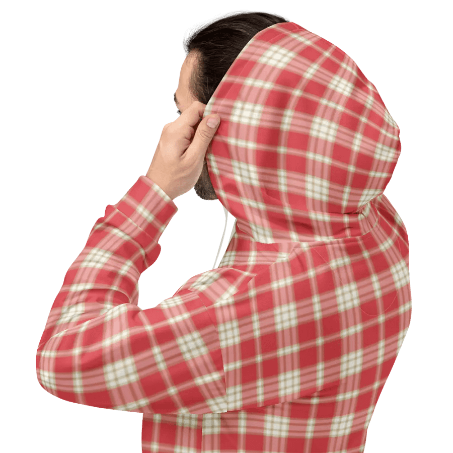 Coral Pink Plaid Hoodie product image (8)