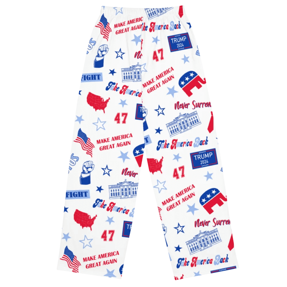 Trump 2024 Republican Patriot Make America Great Again White Pattern Unisex Pajama Pant product image (2)