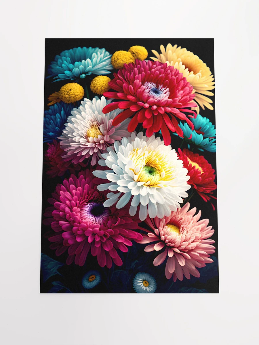 Rainbow Chrysanthemum Array - Exquisite Floral Bouquet Art Print Matte Poster product image (3)