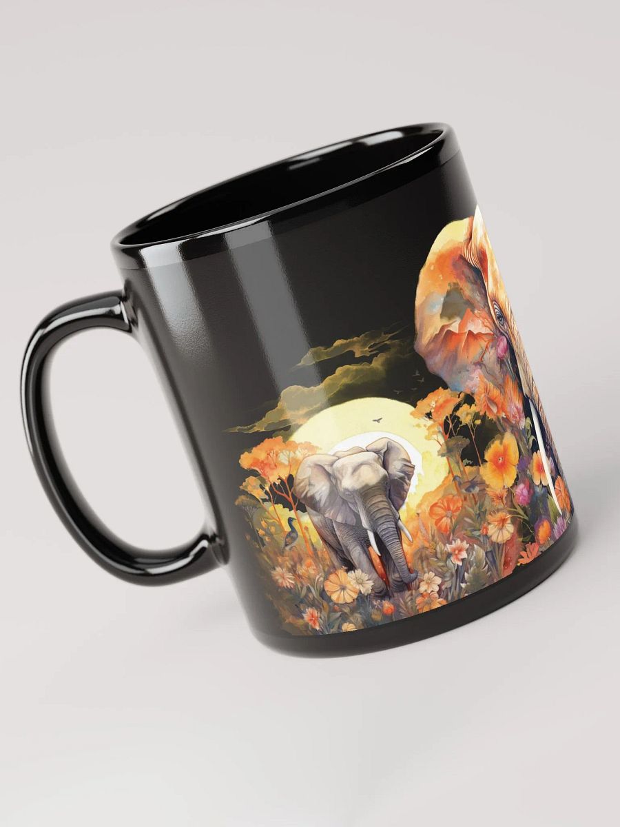 Sunset Elephants Black Glossy Mug product image (3)