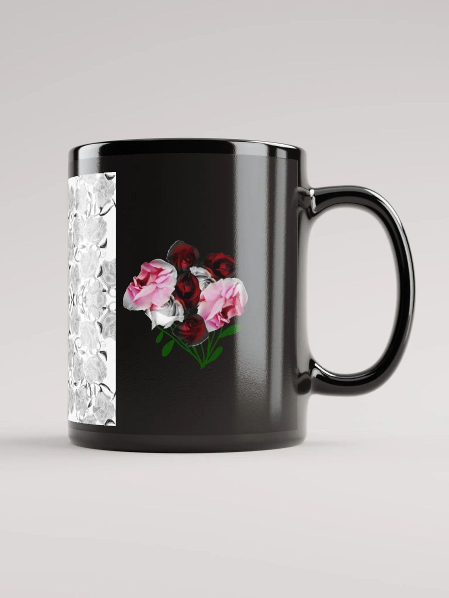 Gray Roses Rose Bouquet Black Coffee Mug product image (2)