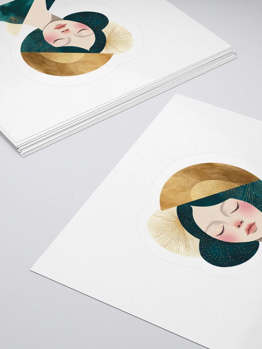Golden Goddess Kiss Cut Stickers - Abstract Female Portrait product image (9)
