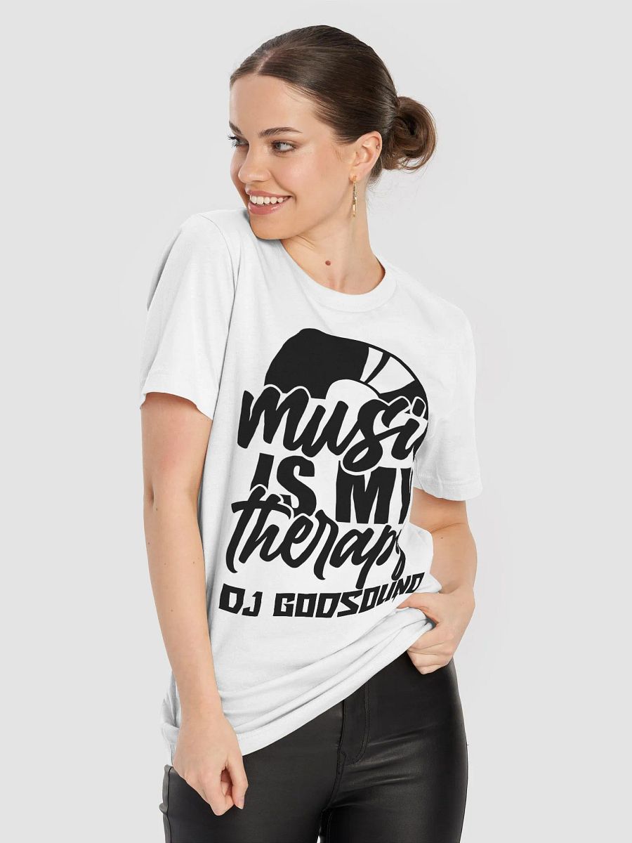 DJ T-Shirt With Graphic Rapper Merch Band Merch Music Merch By DJ GodSound "Music is My Therapy" Slogan Classic Fit UNISEX White T-Shirt product image (8)