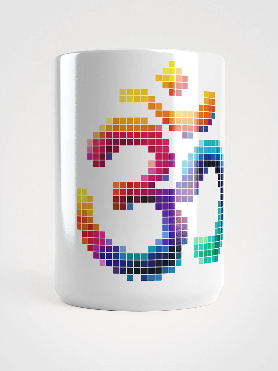 Pixelated Om Symbol White Glossy Mug product image (5)