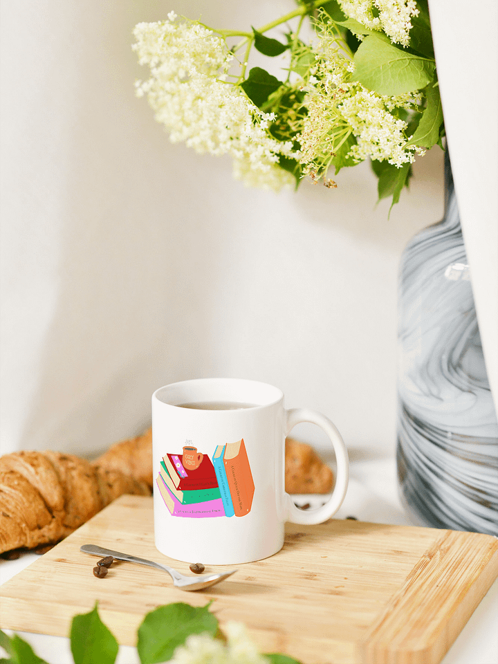 Cozy Book Lovers Book Stack with Book Titles Mug product image (1)