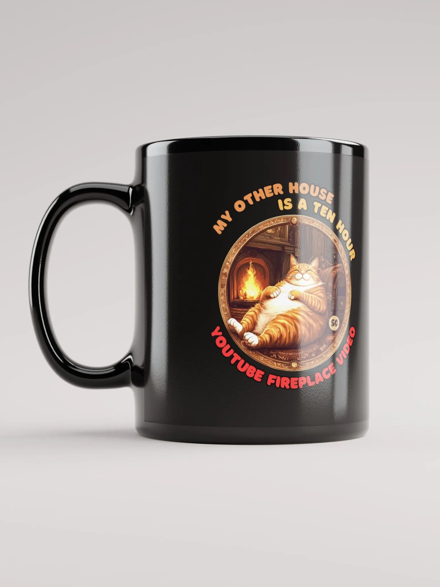 Cozy Cat - My Other House is a Ten Hour YouTube Fireplace Video | Black Glossy Mug product image (11)
