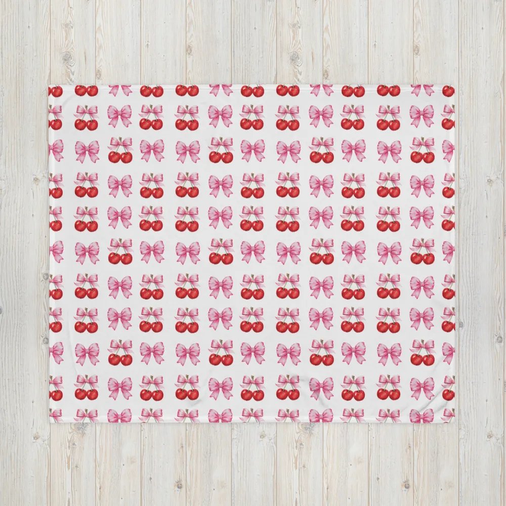 Pink Bows and Cherries Throw Blanket - Cute and Cozy Decor product image (6)