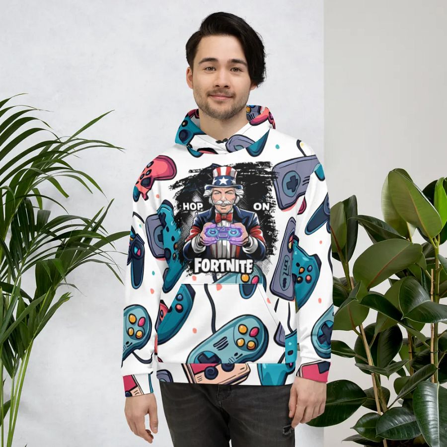 Hop On Fortnite Patriotic Gamer Custom All-Over Hoodie product image (4)