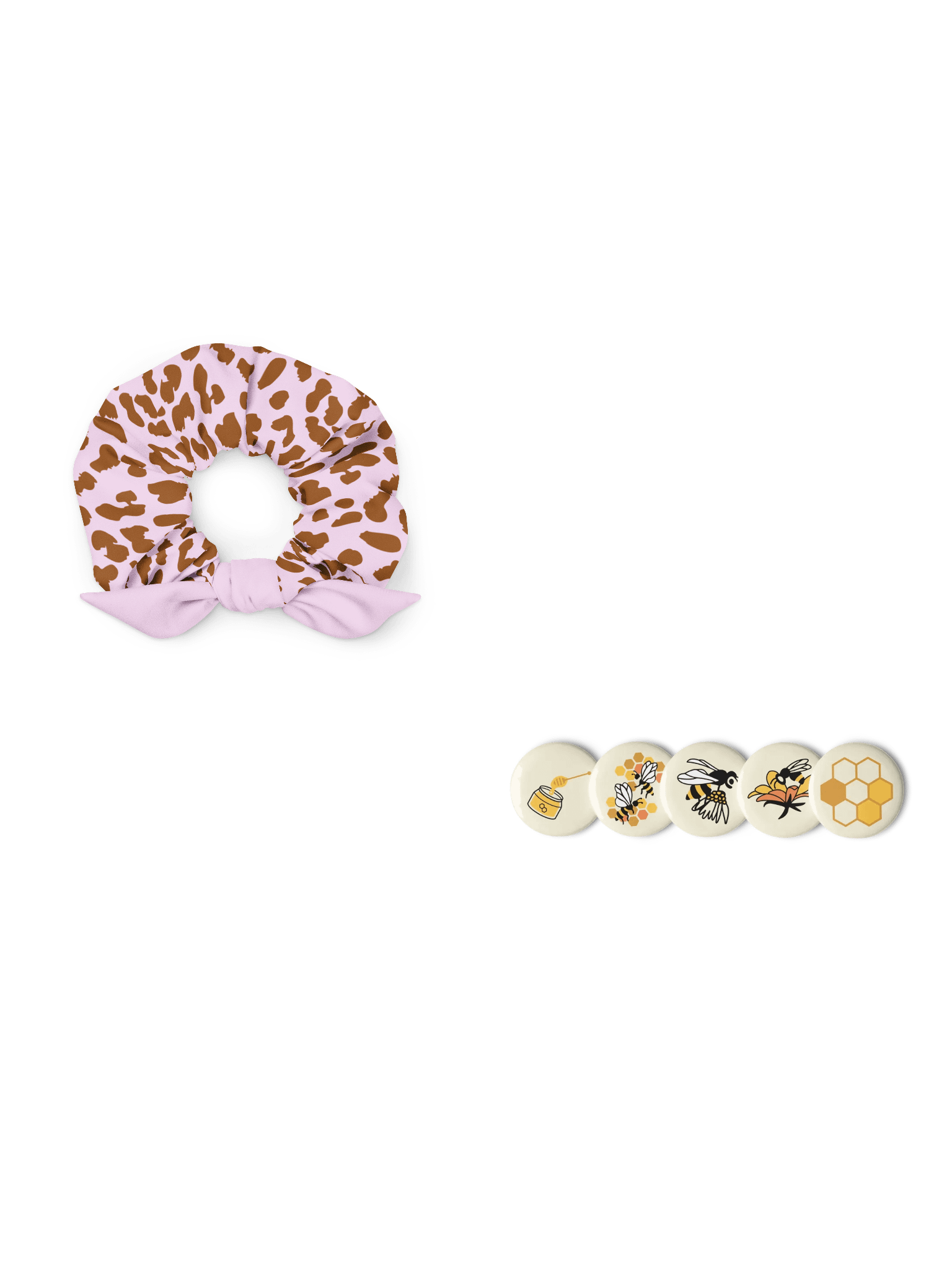 Honeycomb Delight Pin + Wild Blush Leopard Scrunchie Bundle | Trendy Fashion Gift Set product image (1)