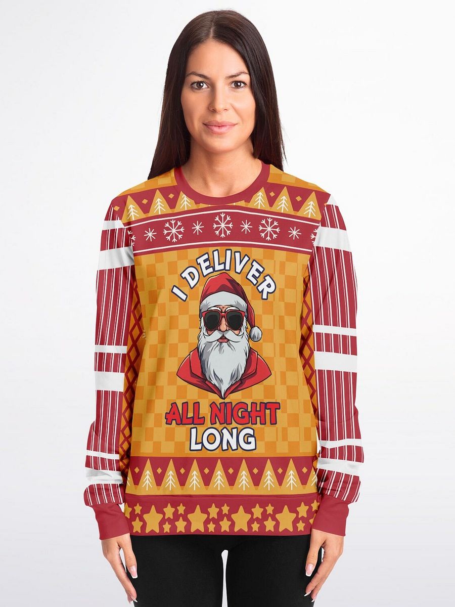 "I Deliver All Night Long" Humorous Santa Christmas Sweatshirt | Funny Holiday Party Sweater | Festive Winter Outfit product image (7)