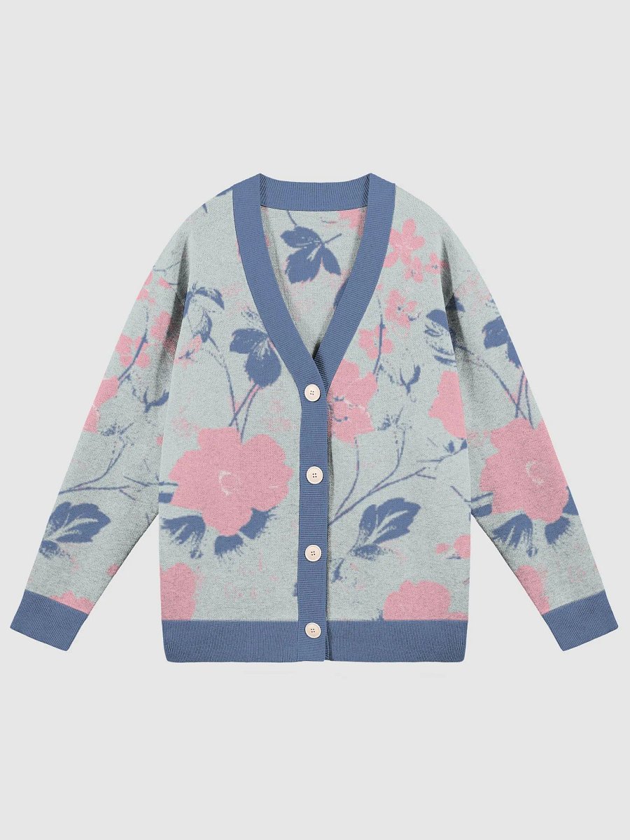 Serene Blue Blossoms Jacquard Knit Cardigan product image (4)