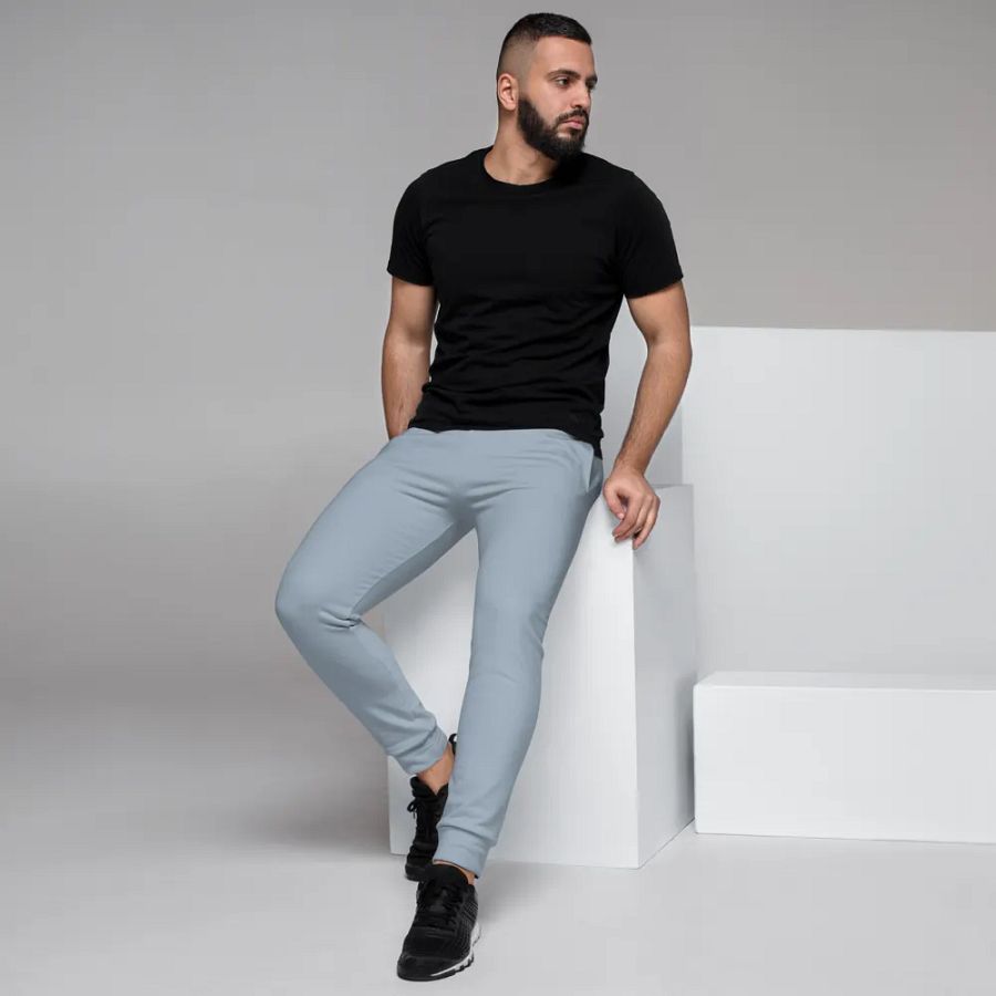 Plain Light Grayish Blue True Summer Recycled Polyester Premium Men's Joggers by Treasure Pie product image (7)