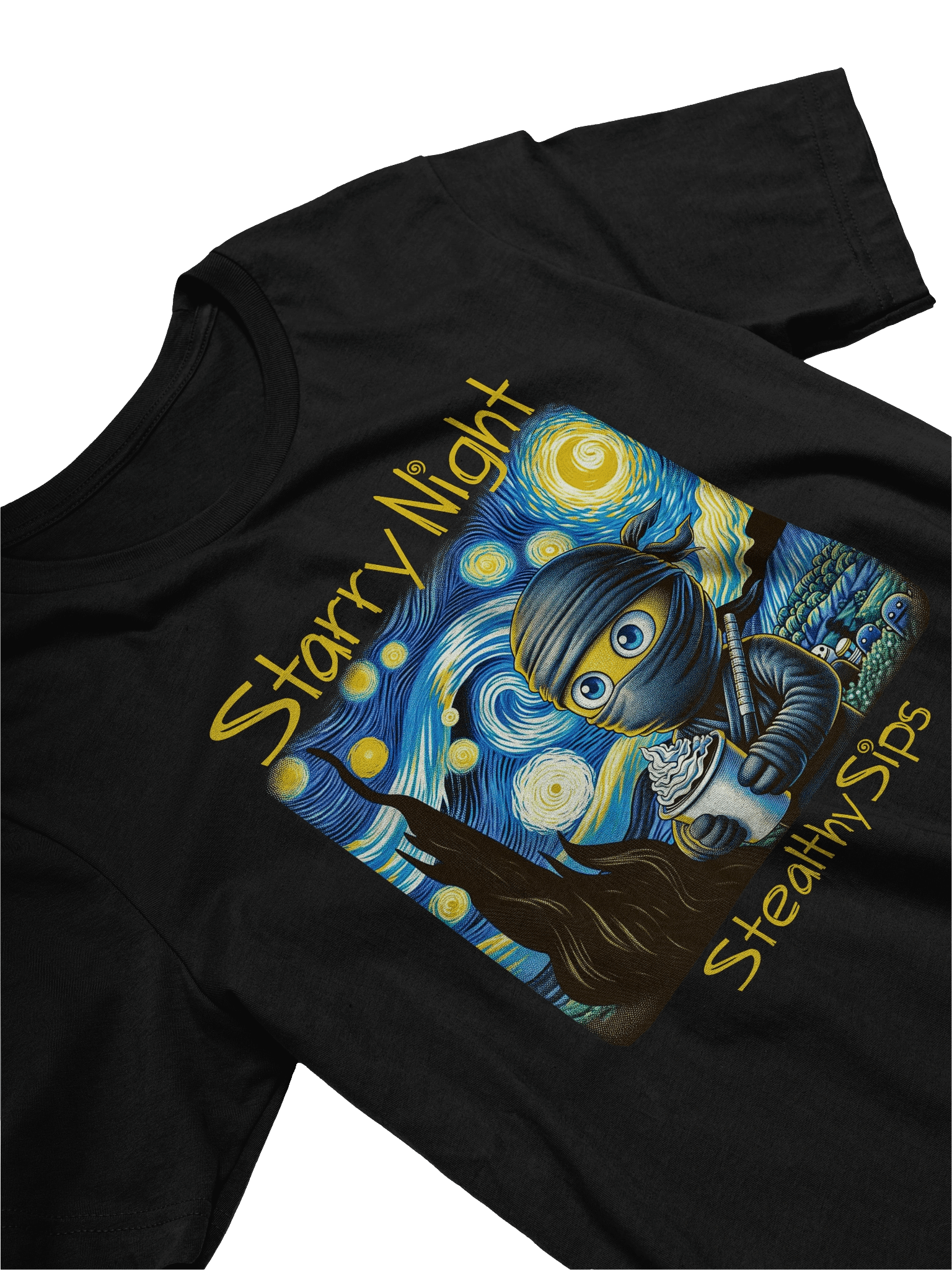 Starry Night Ninja Coffee T-Shirt – Funny Stealthy Sips Parody Tee product image (3)