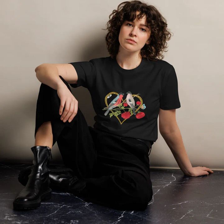 Love Birds Gold Heart Unisex T-Shirt product image (2)