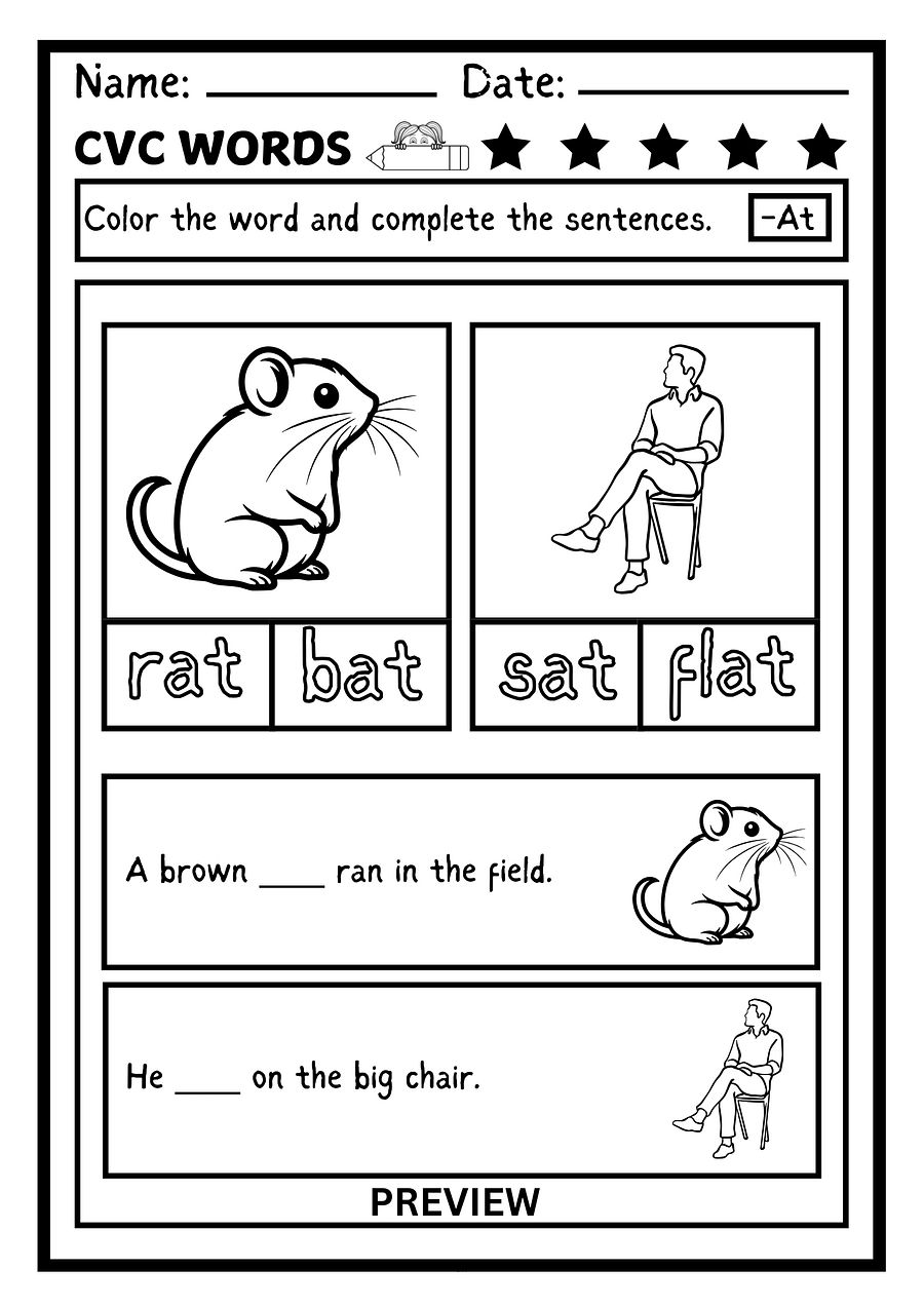 at Word Family CVC Words Worksheet Printable PDF product image (1)