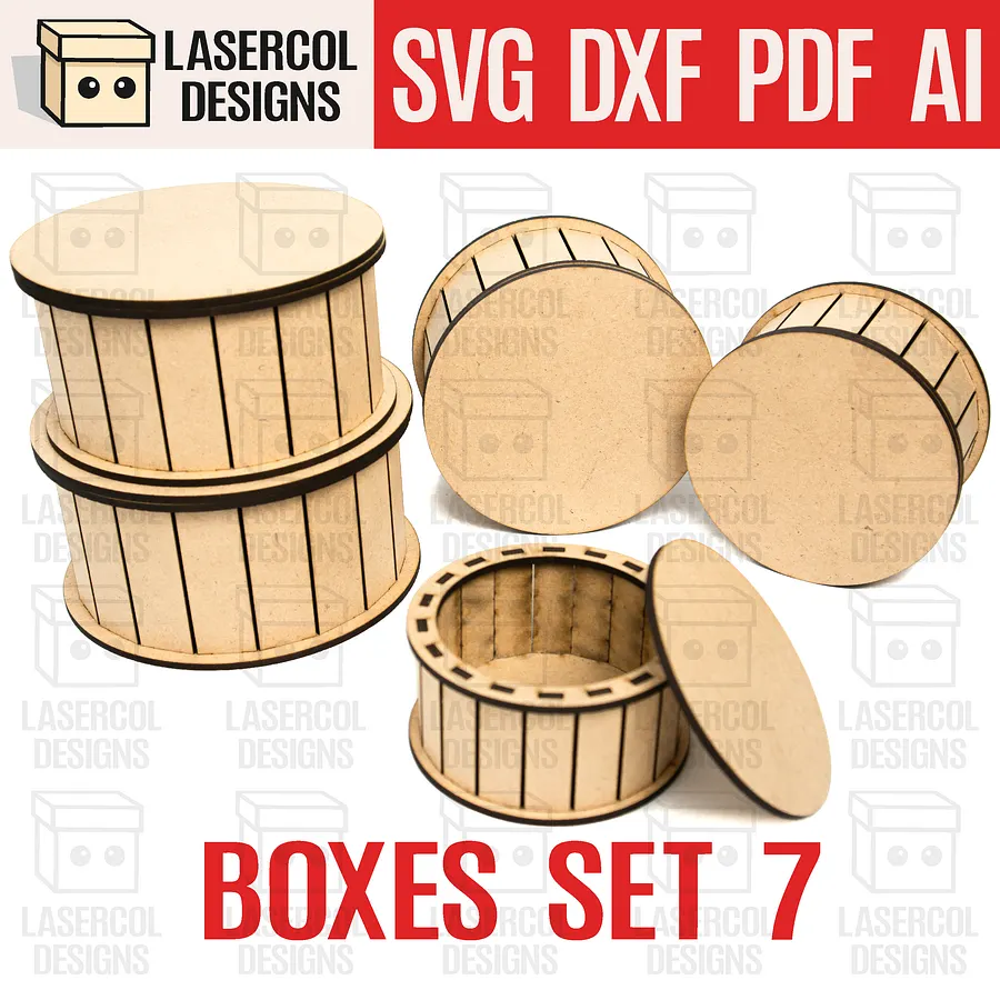 Boxes Bundle (Set 1-2-3-4-5-6-7-8) - Laser Cut Files product image (9)