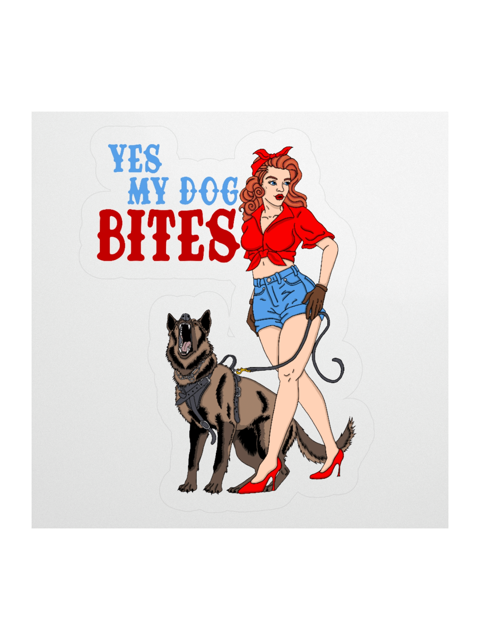 Yes My Dog Bites Pinup Sticker product image (1)