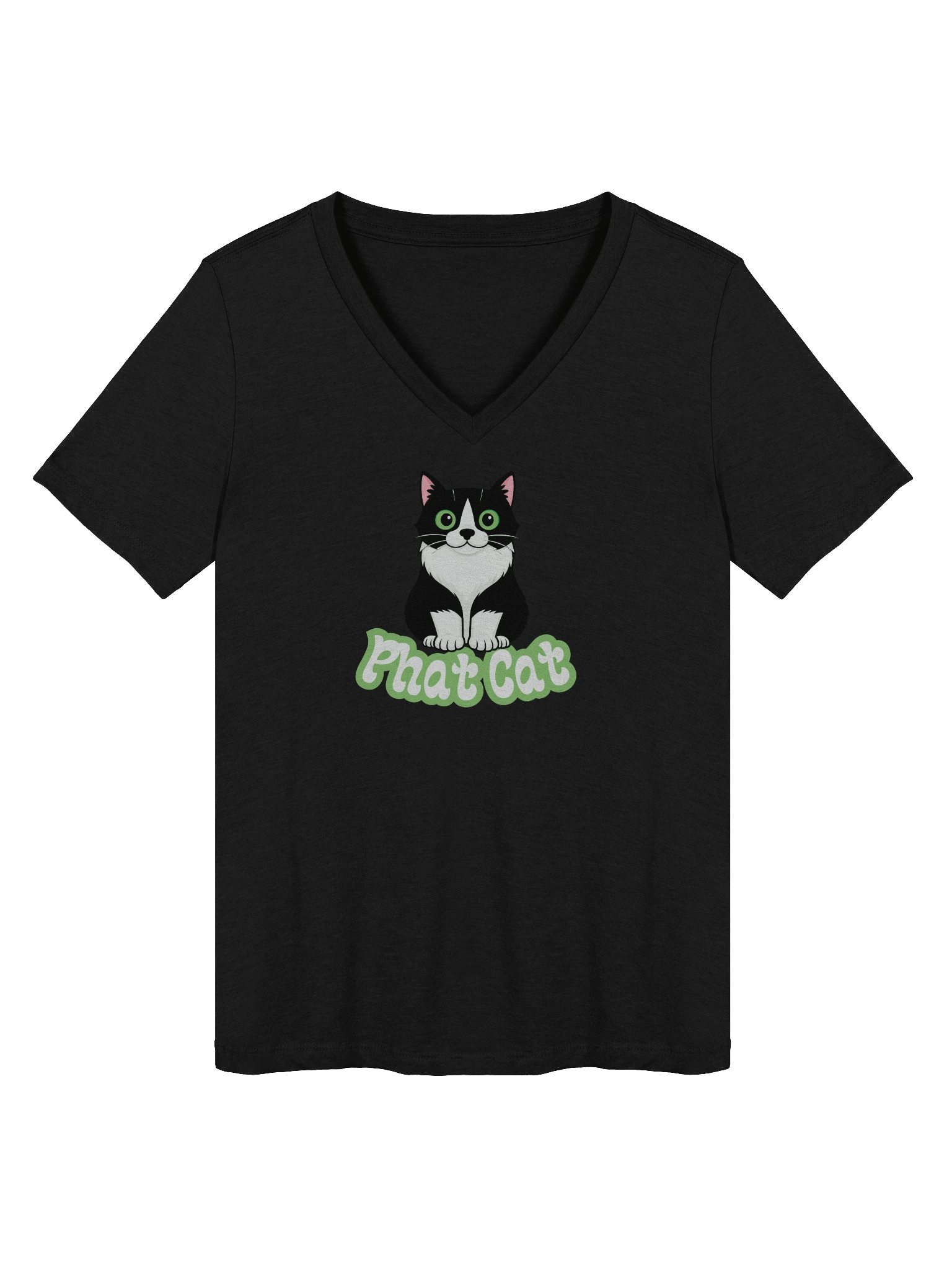Phat Cat Women's Soft V-Neck (Green) product image (1)