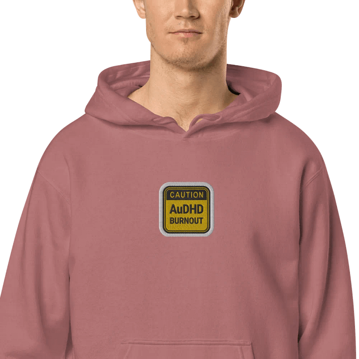 CAUTION: AuDHD BURNOUT embroidered pigment-dyed hoodie (bubble design) product image (2)