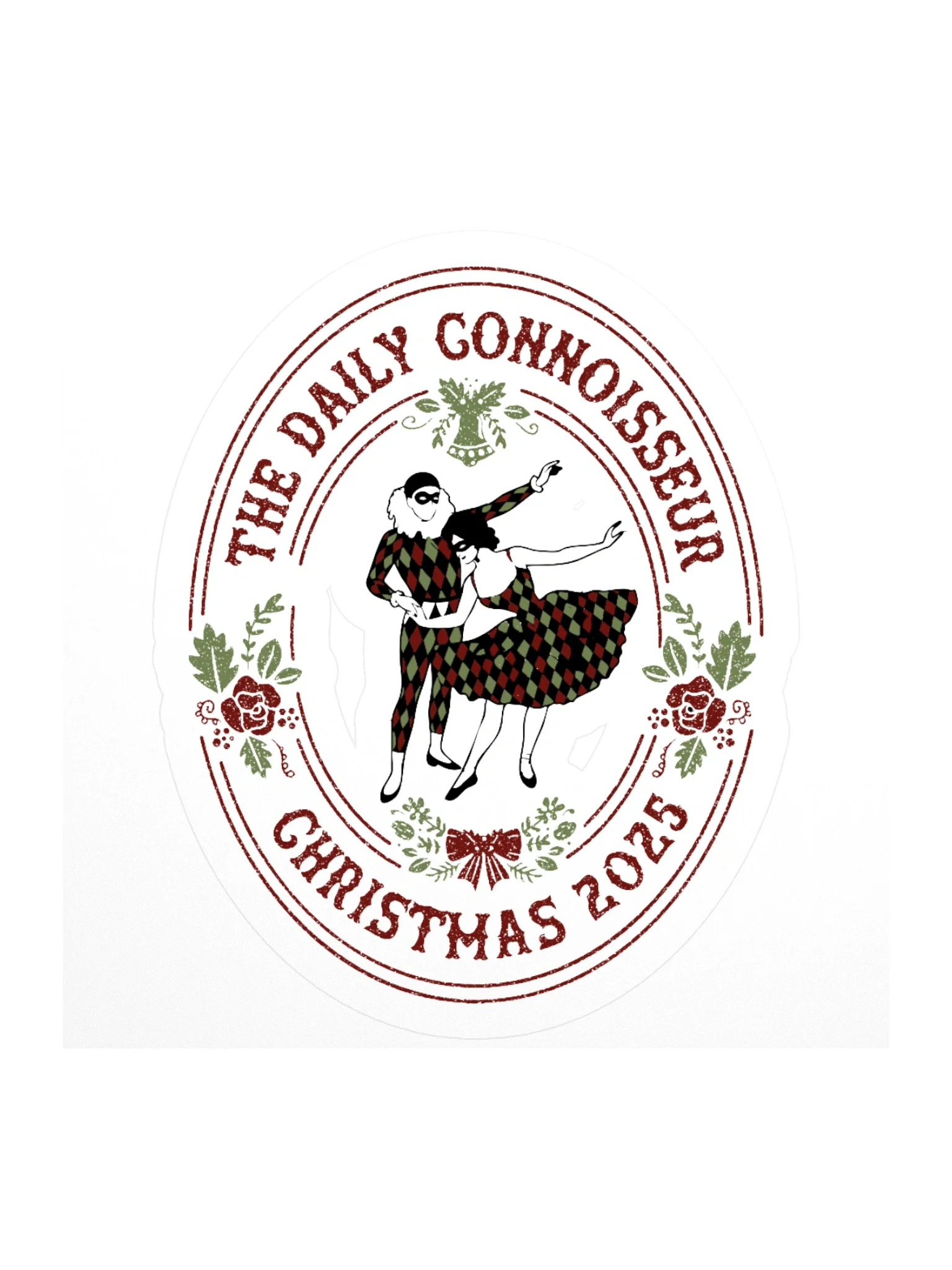 Harlequin Christmas Emblem Stickers - White product image (1)