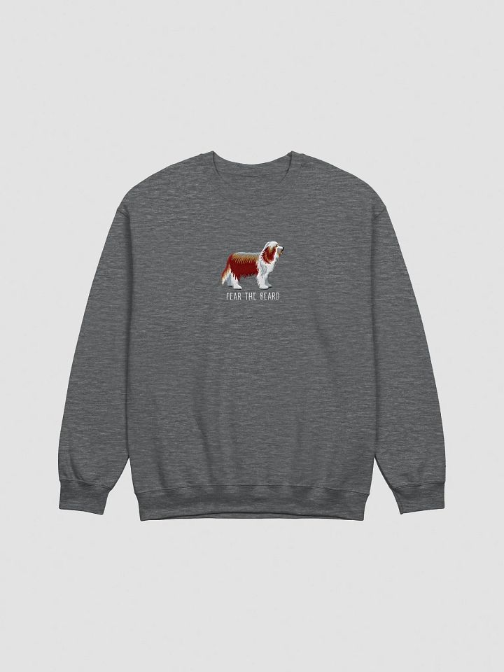 Fear the Beard Sweatshirt (Embroidered) of a Bearded Collie(Red & White) product image (10)