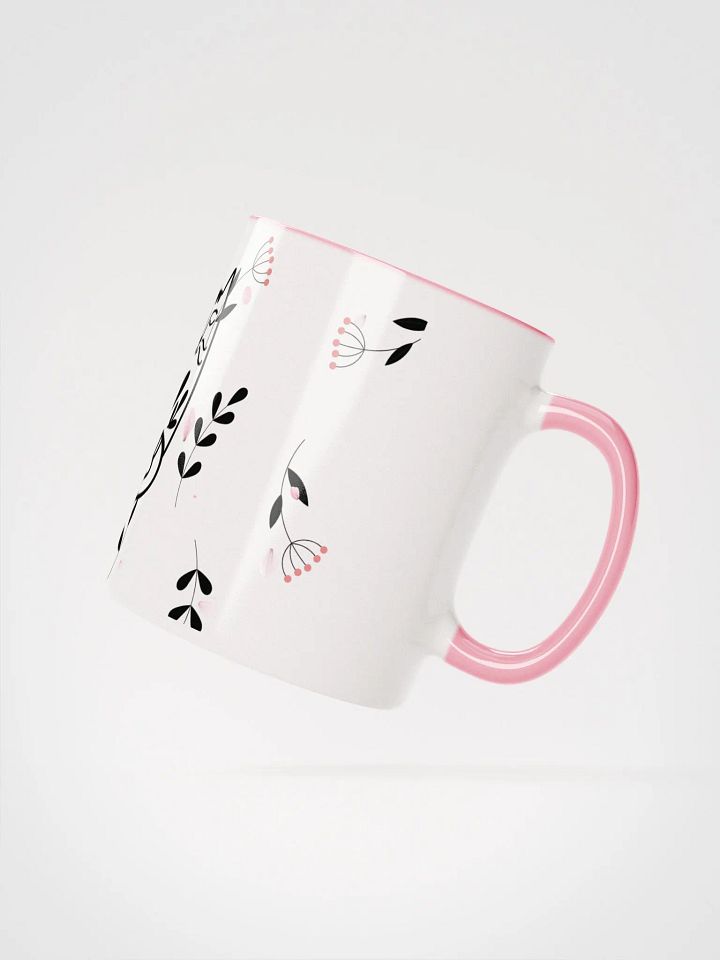 Whimsical Folk Art Cat Love Ceramic Mug|Housewarming Birthday Gifts Cute Mug (PINK) product image (2)