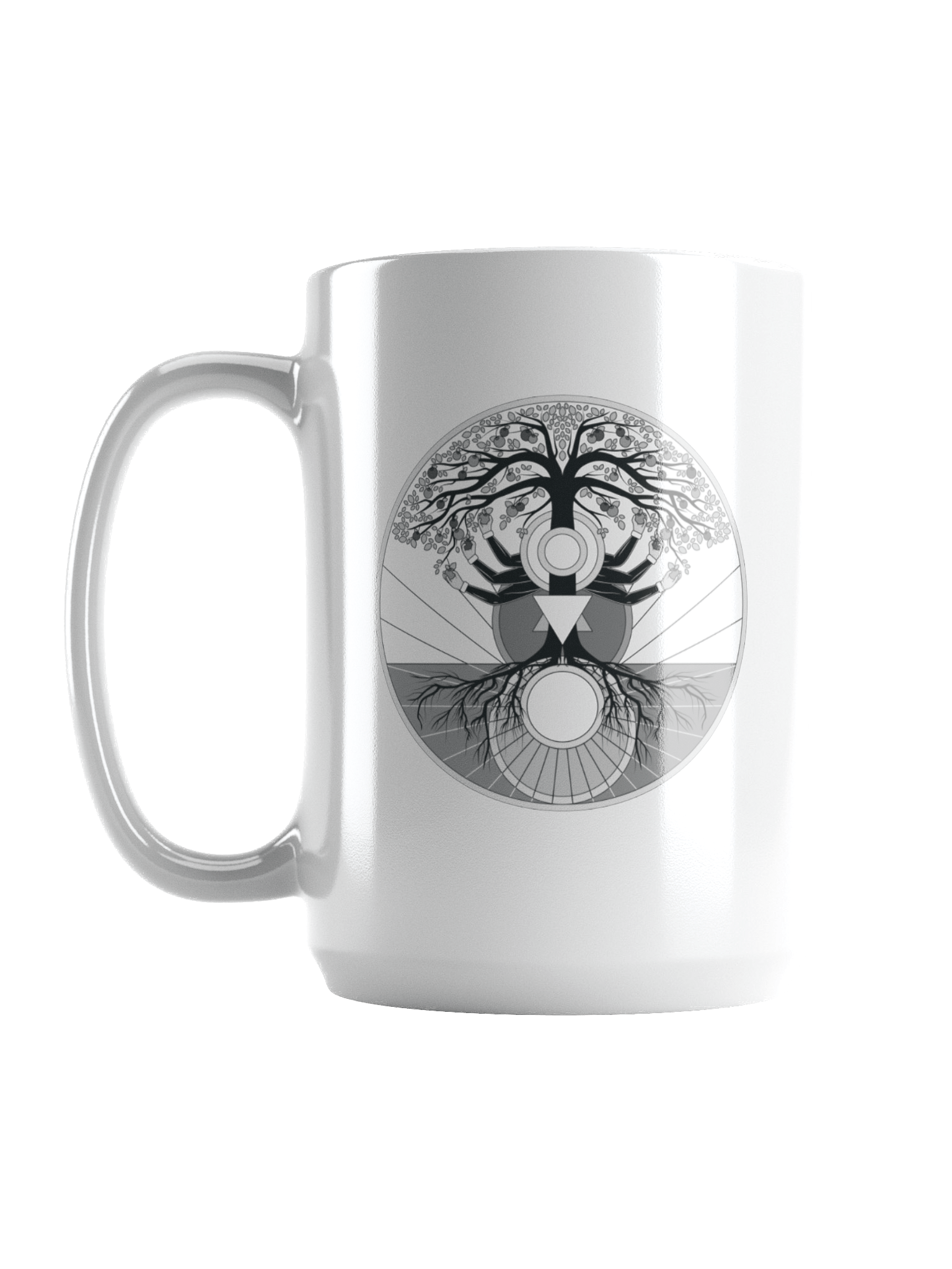 Mug (15 oz)- Tree of Psyche (Origional B&W) on White product image (1)