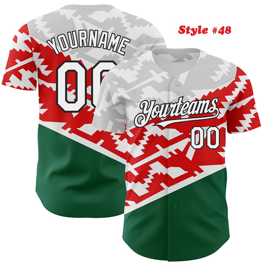 Authentic Baseball Jersey, Custom Baseball Jersey, Personalized Sport Jersey, Colorful, Number, Christmas, X-Mas product image (189)