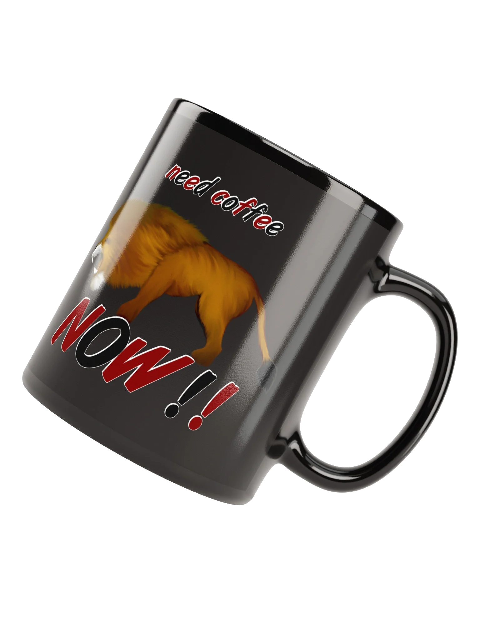 Roaring Lion 'Need Coffee NOW!!' Black Glossy Mug product image (8)
