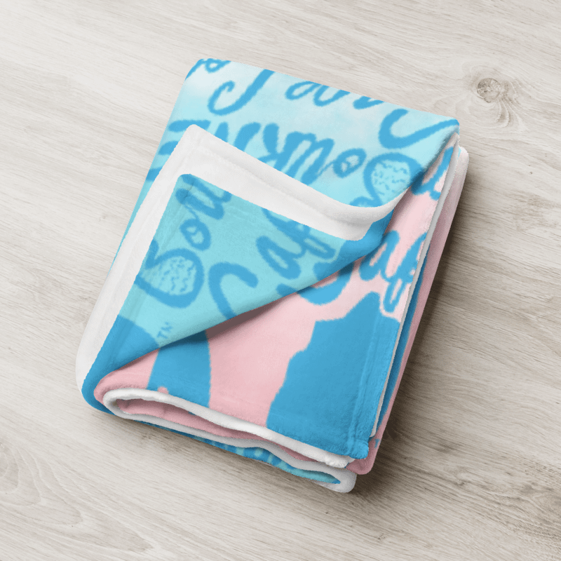 BOURNE to Cape Cod™ | Blue Logo Repeat Pattern Throw Blanket | on Patriotic Pastels Background | Coastal Cozy Vibes product image (6)