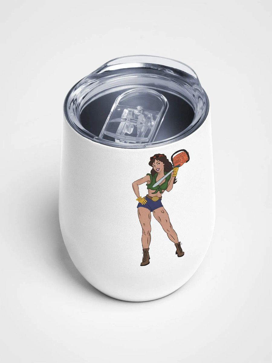 Brunette Chainsaw Betty Pinup Wine Tumbler product image (4)
