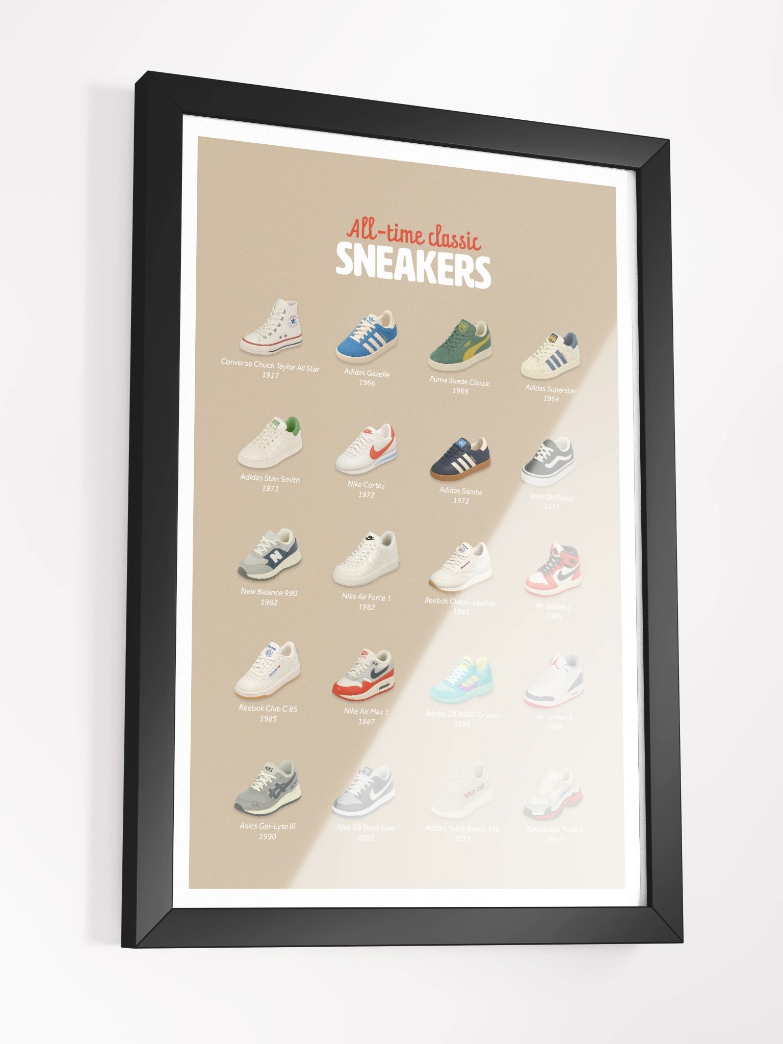 All-Time Classic Sneakers Framed Art Print product image (6)