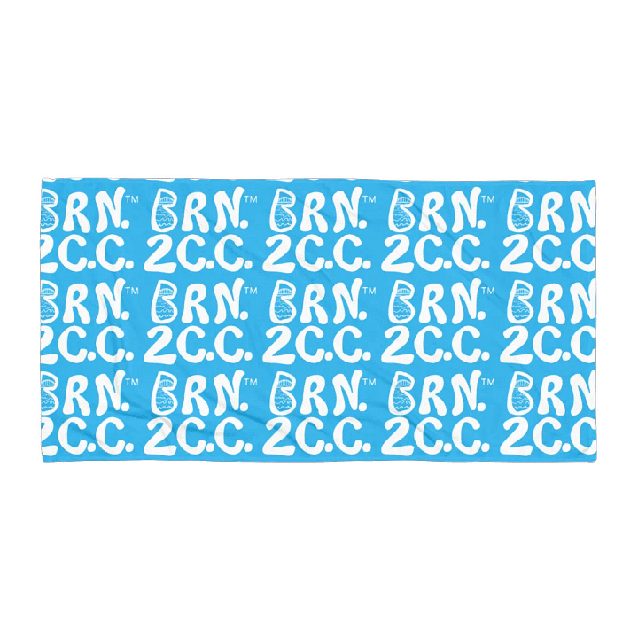 BRN.2C.C.™ | Coastal Classic Beach Towel | All-Over Logo Print | Vibrant Colors for Salty Souls | White Logo on Deep Sky Blue product image (1)