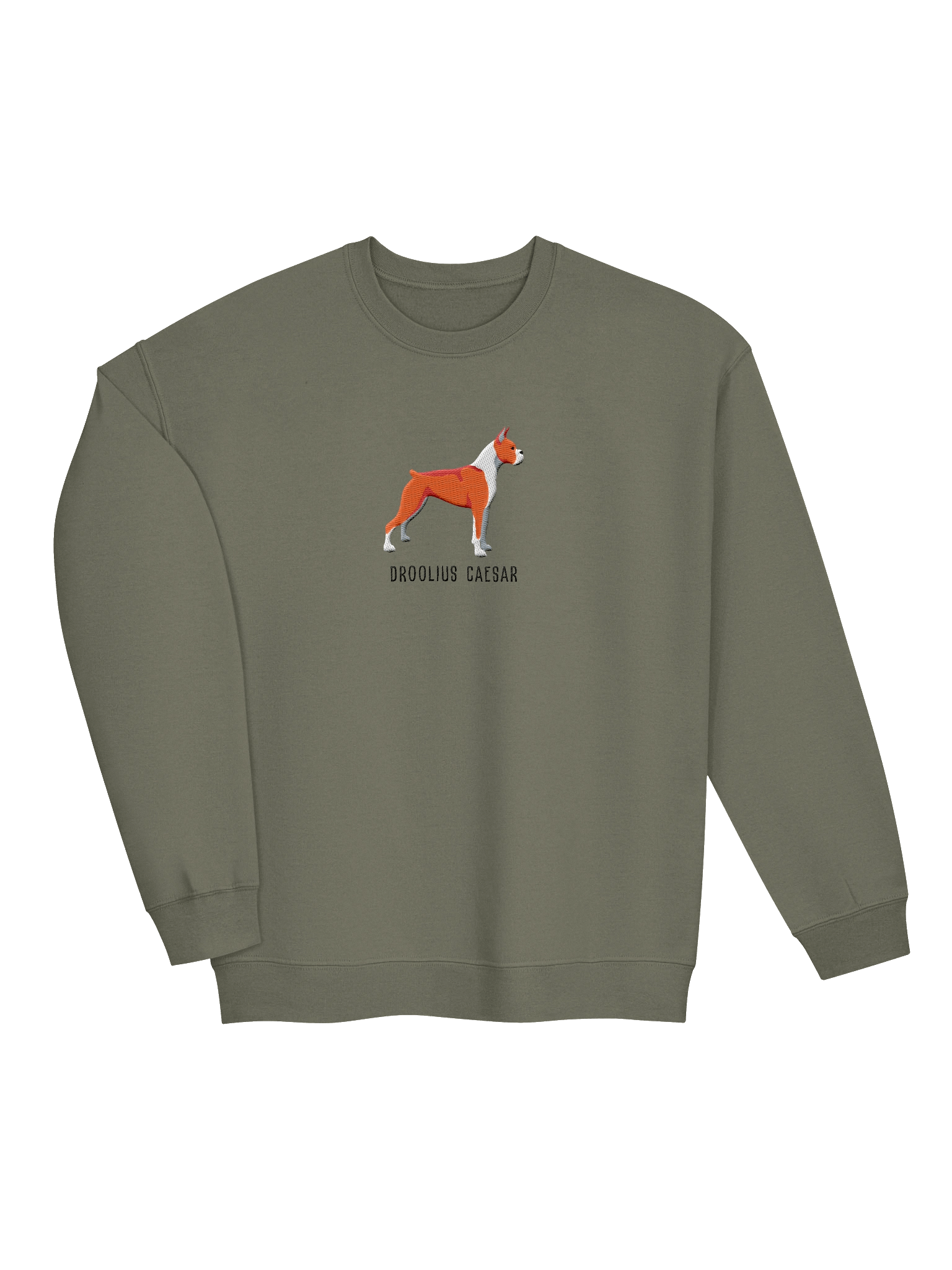 Droolius Caesar Sweatshirt (Embroidered) of a Boxer(Red & White, Cropped Ears) product image (7)