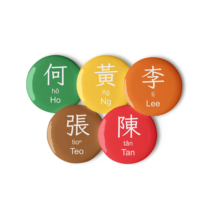 百家姓 Hundred Family Surnames Pin Buttons Set (Hokkien) [Series 1, Multicoloured] product image (2)