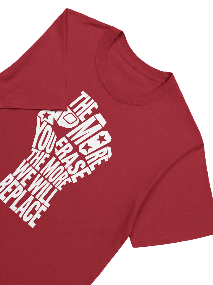 THE MORE YOU ERASE FIST Graphic T-Shirt White On Red product image (1)