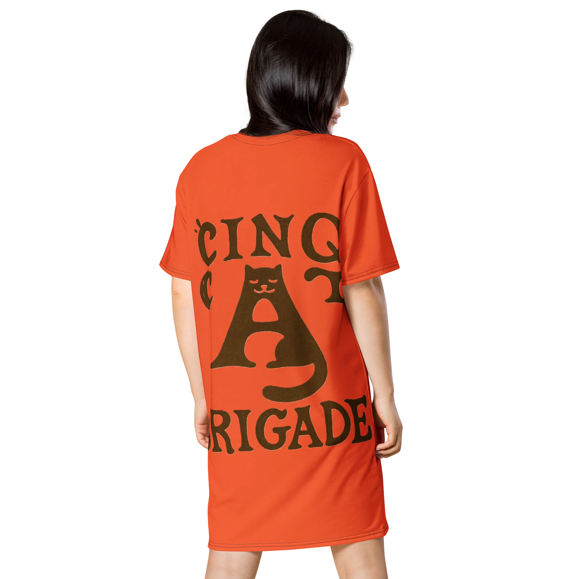 Orange kitty Waves T-Shirt Dress product image (2)