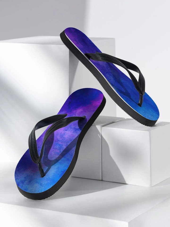 Blue and purple Abstract Art Flip Flops product image (2)