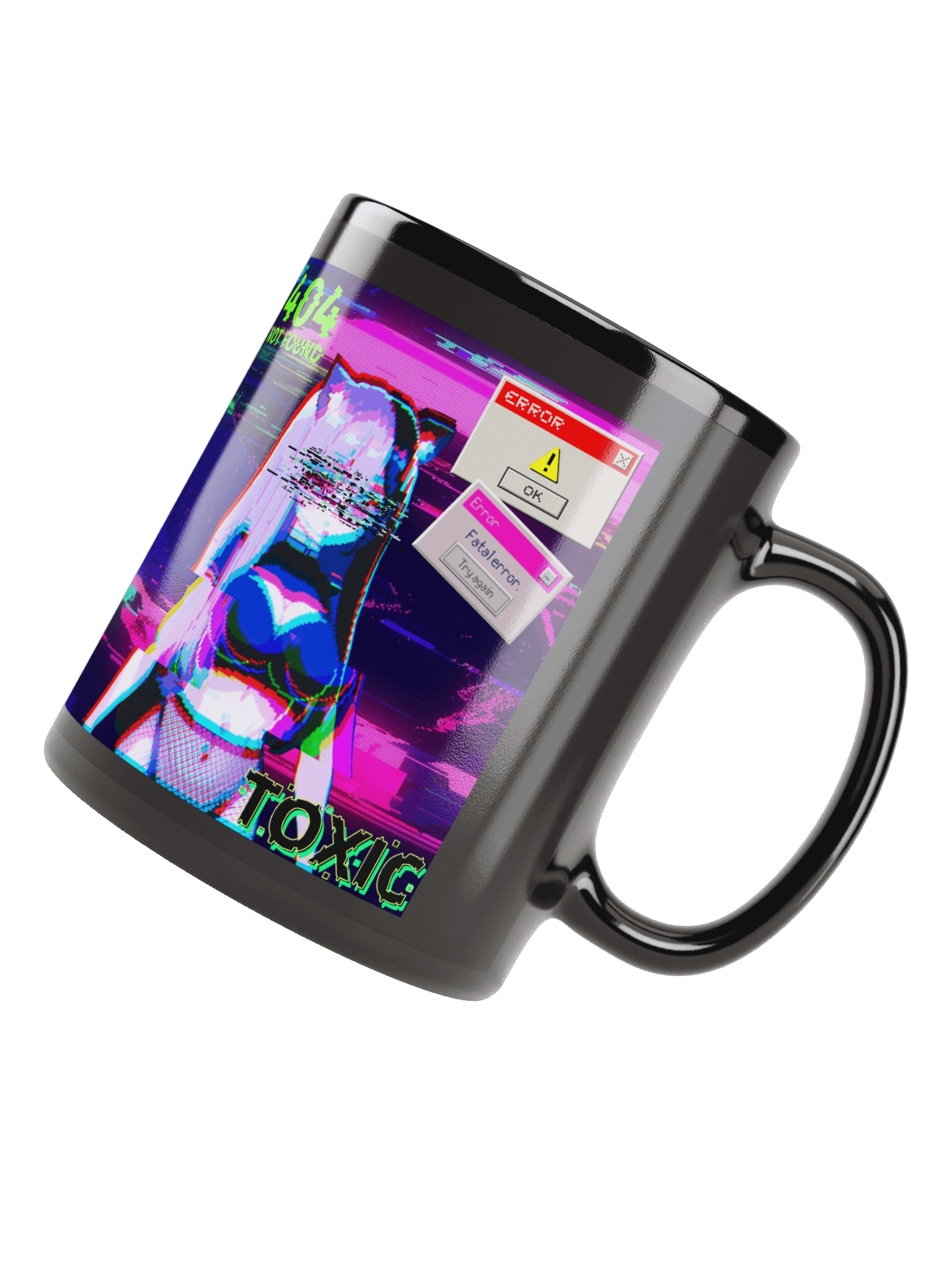 Neko Error.exe Black Glossy Mug product image (4)