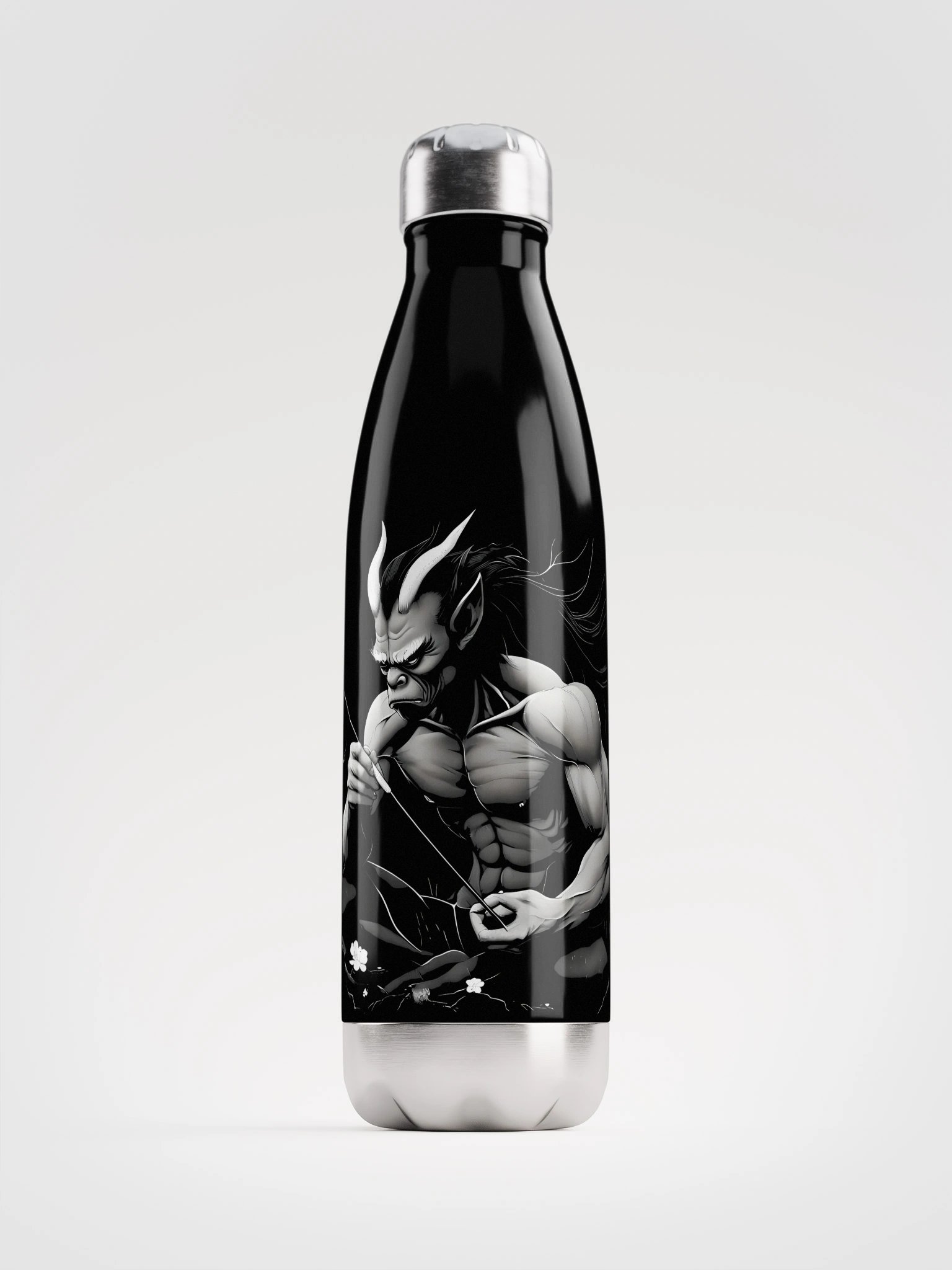 Intimidating Oni Demon Art - Japanese Mythology Illustration Stainless Steel Bottle product image (1)