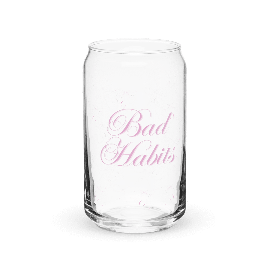 Bad Habits Girly Print Glass Can Cup With Or Without Lid product image (1)