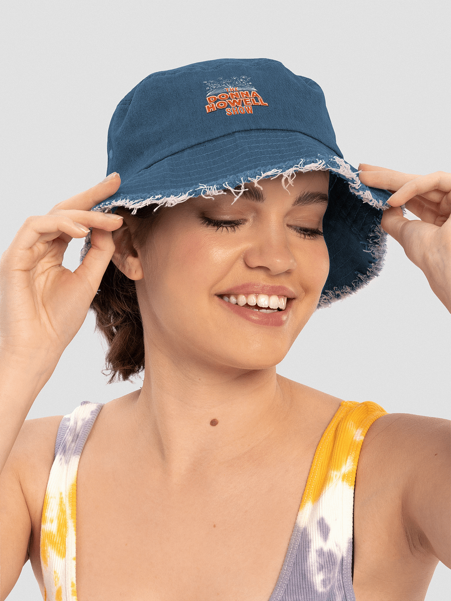 The Donna Howell Show Bible-Flourish Distressed Denim Bucket Hat product image (3)