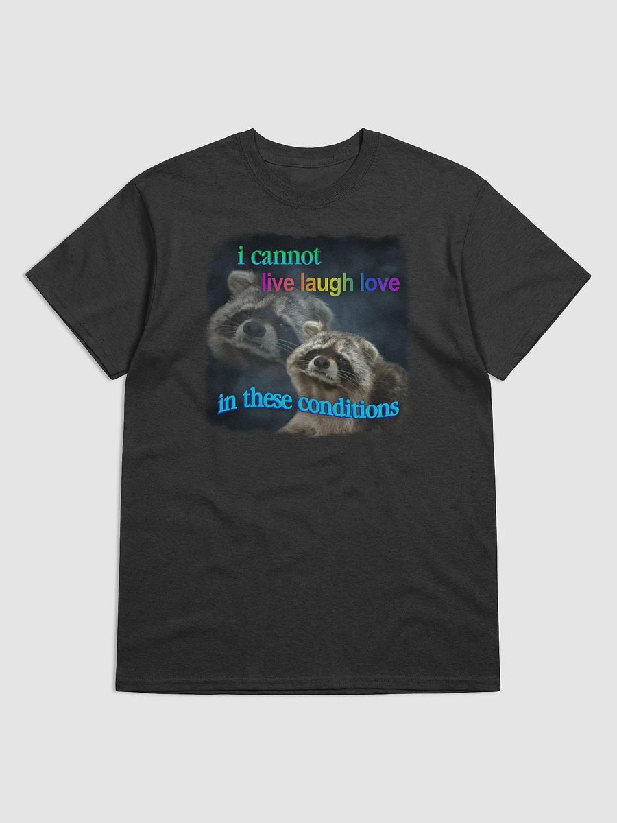 I cannot live laugh love in these conditions - raccoon T-shirt product image (1)