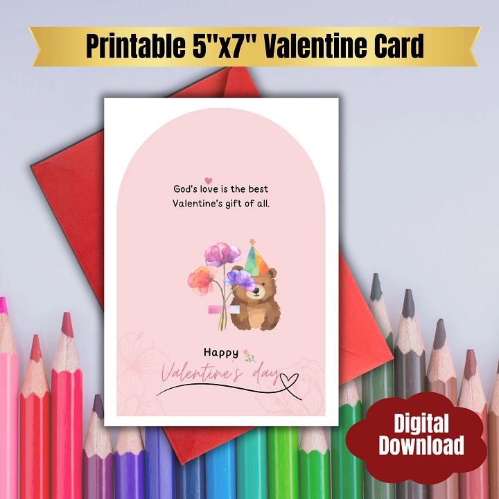 Printable classroom valentine | Christian valentine, Valentine card for kids bundle with bible word search game to download and print now product image (1)