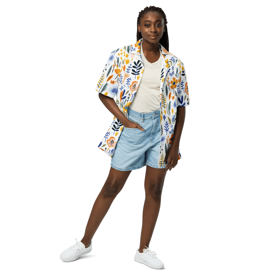 Retro Flowers Blue Hawaiian Shirt product image (3)