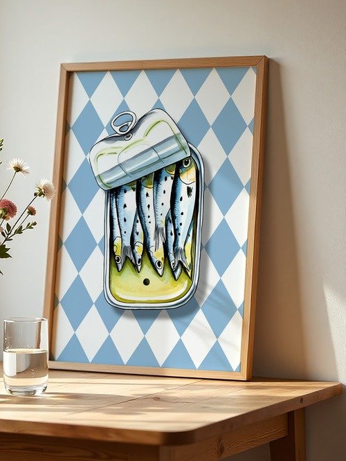 Sardine Wall Art Sardines Art Print Retro Seafood Poster Kitchen Decor product image (8)