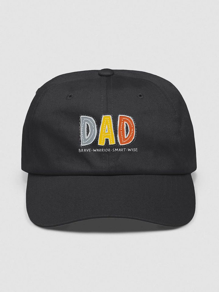 Father’s Day Classic Dad Hat: DAD-Warrior-Brave-Smart-Wise Trimmed in White product image (2)