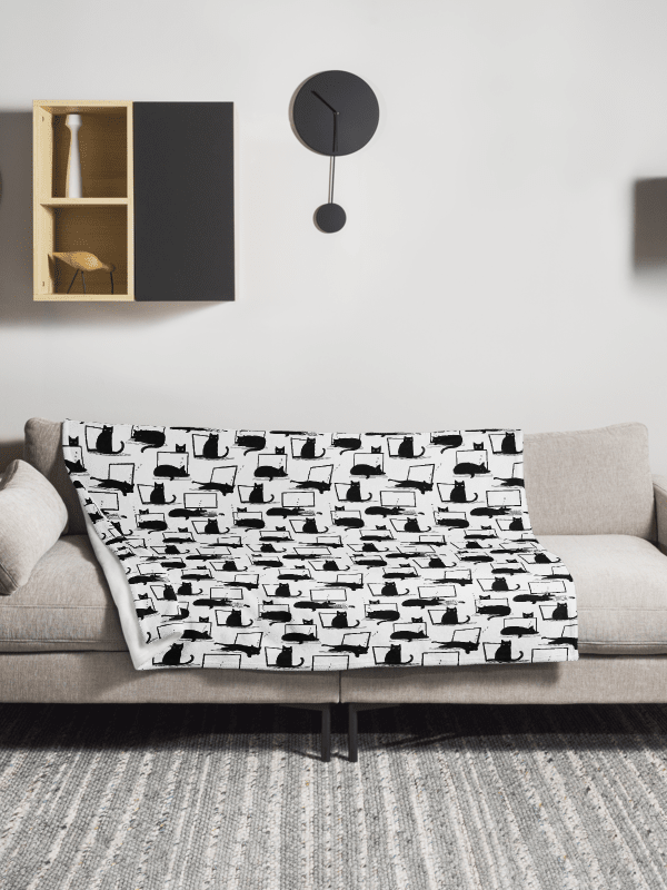 Cats on Laptops Pattern Throw Blanket product image (13)